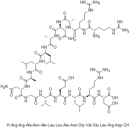 L-Arginyl-L-arginyl-L-alanyl-L-asparaginyl-L-alanyl-L-leucyl-L-leucyl-L-alanyl-L-asparaginylglycyl-L-valyl-L-alpha-glutamyl-L-leucyl-L-arginyl-L-aspartic acid molecular structure (CAS 144796-71-4)