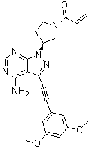 结构式 CAS# 1448169-71-8, 1-[(3S)-3-[4-氨基-3-[2-(3,5-二甲氧基苯基)乙炔基]-1H-吡唑并[3,4-d]嘧啶-1-基]-1-吡咯烷基]-2-丙烯-1-酮