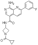 结构式 CAS# 1449277-10-4, 8-氨基-N-[1-(环丙基羰基)-3-氮杂环丁基]-2-(3-氟苯基)-1,7-萘啶-5-甲酰胺