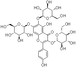 3,6,7-Tris(beta-D-glucopyranosyloxy)-5-hydroxy-2-(4-hydroxyphenyl)-4H-1-benzopyran-4-one molecular structure (CAS 145134-62-9)