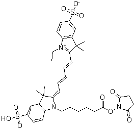 structure of CAS# 146368-14-1, Fluorolink Cy5;Cy5; Cy5 NHS Ester; Cyanine 5; FluoroLink Mono Reactive Dye Cy5