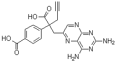 结构式 CAS# 146464-92-8, 2,4-二氨基-alpha-(4-羧基苯基)-alpha-2-丙炔基-6-蝶啶丙酸