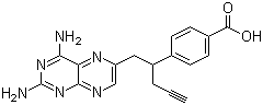 structure of CAS# 146464-93-9, 4-[1-[(2,4-Diamino-6-pteridinyl)methyl]-3-butynyl]benzoic acid;10-Propargyl-4-deoxy-4-amino-10-deazapteroic acid