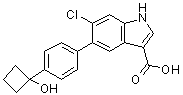 6-Chloro-5-[4-(1-hydroxycyclobutyl)phenyl]-1H-indole-3-carboxylic acid molecular structure (CAS 1467057-23-3)