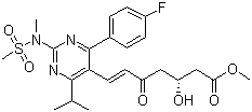 Methyl (+)-(3R)-7-[4-(4-fluorophenyl)-6-isopropyl-2-(N-methyl-N-methanesulfonylamino)pyrimidin-5-yl]-3-hydroxy-5-oxo-(6E)-heptenoate molecular structure (CAS 147118-39-6)