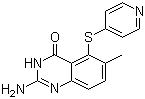 结构式 CAS# 147149-76-6, 诺拉曲特; 2-氨基-6-甲基-5-(4-吡啶硫基)-4(3H)-喹唑啉酮