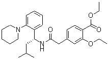 2-Ethoxy-4-[2-[[(1R)-3-methyl-1-[2-(1-piperidinyl)phenyl]butyl]amino]-2-oxoethyl]benzoic acid ethyl ester molecular structure (CAS 147770-08-9)