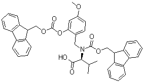 N-[(9H-Fluoren-9-ylmethoxy)carbonyl]-N-[[2-[[(9H-fluoren-9-ylmethoxy)carbonyl]oxy]-4-methoxyphenyl]methyl]-L-valine molecular structure (CAS 148515-86-0)