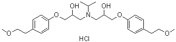 structure of CAS# 1486464-40-7, 1-[[2-Hydroxy-3-[4-(2-methoxyethyl)phenoxy]propyl]-propan-2-ylamino]-3-[4-(2-methoxyethyl)phenoxy]propan-2-ol hydrochloride
