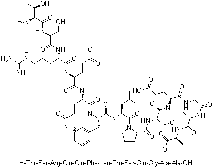 L-Threonyl-L-seryl-L-arginyl-L-alpha-glutamyl-L-glutaminyl-L-phenylalanyl-L-leucyl-L-prolyl-L-seryl-L-alpha-glutamylglycyl-L-alanyl-L-alanine molecular structure (CAS 1491970-72-9)