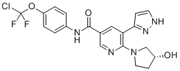 N-[4-(Chlorodifluoromethoxy)phenyl]-6-[(3R)-3-hydroxy-1-pyrrolidinyl]-5-(1H-pyrazol-3-yl)-3-pyridinecarboxamide molecular structure (CAS 1492952-76-7)