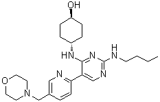 结构式 CAS# 1493694-70-4, 反式-4-[[2-(丁基氨基)-5-[5-(4-吗啉基甲基)-2-吡啶基]-4-嘧啶基]氨基]环己醇