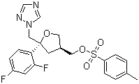 (5R-cis)-Toluene-4-sulfonic acid 5-(2,4-difluorophenyl)-5-(1H-1,2,4-triazol-1-yl)methyltetrahydrofuran-3-ylmethyl ester molecular structure (CAS 149809-43-8)