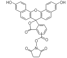 1-[[[3,11-Dihydroxy-3'-oxospiro[7H-dibenzo[c,h]xanthene-7,1'(3'H)-isobenzofuran]-5'(or 6')-yl]carbonyl]oxy]-2,5-pyrrolidinedione molecular structure (CAS 150347-58-3)