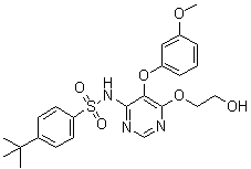结构式 CAS# 150725-87-4, 4-叔丁基-N-[6-(2-羟基乙氧基)-5-(3-甲氧基苯氧基)-4-嘧啶基]苯磺酰胺