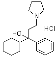 结构式 CAS# 1508-76-5, 1-苯基-1-环己基-3-吡咯烷丙醇盐酸盐