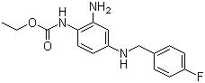 结构式 CAS# 150812-12-7, 瑞替加滨; 2-氨基-4-(4-氟苄基氨基)-1-乙氧羰基氨基苯