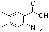 structure of CAS# 15089-51-7, 2-Amino-4,5-dimethylbenzoic acid;2-Carboxy-4,5-dimethylaniline; 4,5-Dimethyl-2-aminobenzoic acid; 4,5-Dimethylanthranilic acid; NSC 104996