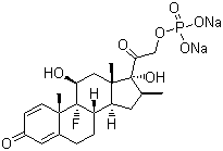 结构式 CAS# 151-73-5, 倍他米松磷酸钠; 16beta-甲基-11beta,17alpha,21-三羟基-9alpha-氟-孕甾-1,4-二烯-3,20-二酮-21-磷酸二钠盐