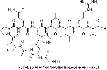 Glycyl-L-leucyl-L-alanyl-L-prolyl-L-prolyl-L-glutaminyl-L-histidyl-L-leucyl-L-isoleucyl-L-arginyl-L-valine molecular structure (CAS 151808-66-1)