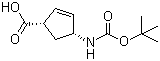 structure of CAS# 151907-79-8, (-)-(1S,4R)-N-Boc-4-aminocyclopent-2-enecarboxylic acid;(1S,4R)-(-)-4-(Boc-amino)-2-cyclopentene-1-carboxylic acid