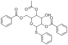 structure of CAS# 152488-28-3, Phenyl 4-O-acetyl-2,6-DI-O-benzoyl-1-thio-beta-thio-beta-D-galactopyranoside;(3-acetyloxy-5-benzoyloxy-4-hydroxy-6-phenylsulfanyloxan-2-yl)methyl benzoate