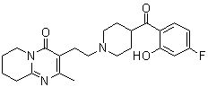 结构式 CAS# 152542-00-2, 3-[2-[4-(4-氟-2-羟基苯甲酰基)-1-哌啶基]乙基]-6,7,8,9-四氢-2-甲基-4H-吡啶并[1,2-a]嘧啶-4-酮