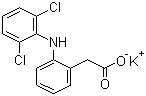 结构式 CAS# 15307-81-0, 双氯芬酸钾; 2-[(2,6-二氯苯基)氨基]苯乙酸钾