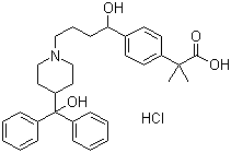 structure of CAS# 153439-40-8, Fexofenadine hydrochloride ;2-[4-[1-Hydroxy-4-[4-(hydroxy-diphenyl-methyl)-1-piperidyl]-butyl]phenyl]-2-methyl-propanoic acid hydrochloride; Allegra