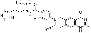 structure of CAS# 153537-73-6, Plevitrexed;(2S)-2-((4-(((2,7-Dimethyl-4-oxo-1,4-dihydroquinazolin-6-yl)methyl)(prop-2-ynyl)amino)-2-fluorobenzoyl)amino)-4-(1H-tetrazol-5-yl)butanoic acid