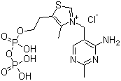 structure of CAS# 154-87-0, Cocarboxylase;Thiamine diphosphate chloride; Vitamin B1; [2-[3-[(4-Amino-2-methyl-pyrimidin-5-yl)methyl]-4-methyl-1,3-thiazol-5-yl]ethoxy-hydroxy-phosphoryl]oxyphosphonic acid chloride