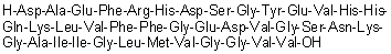 L-alpha-Aspartyl-L-alanyl-L-alpha-glutamyl-L-phenylalanyl-L-arginyl-L-histidyl-L-alpha-aspartyl-L-serylglycyl-L-tyrosyl-L-alpha-glutamyl-L-valyl-L-histidyl-L-histidyl-L-glutaminyl-L-lysyl-L-leucyl-L-valyl-L-phenylalanyl-L-phenylalanylglycyl-L-alpha-glutamyl-L-alpha-aspartyl-L-valylglycyl-L-seryl-L-asparaginyl-L-lysylglycyl-L-alanyl-L-isoleucyl-L-isoleucylglycyl-L-leucyl-L-methionyl-L-valylglycylglycyl-L-valyl-L-valine molecular structure (CAS 154362-03-5)