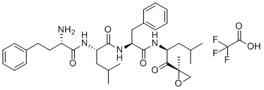 structure of CAS# 1545469-02-0, Carfilzomib Impurity 5 TFA Salt;(S)-2-((S)-2-amino-4-phenylbutanamido)-4-methyl-N-((S)-1-(((S)-4-methyl-1-((R)-2-methyloxiran-2-yl)-1-oxopentan-2-yl)amino)-1-oxo-3-phenylpropan-2-yl)pentanamide, 2,2,2-trifluoroacetate (1:1)