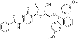 structure of CAS# 154771-33-2, N-[1-[5-O-[Bis(4-methoxyphenyl)phenylmethyl]-2-deoxy-2-fluoro-beta-D-arabinofuranosyl]-1,2-dihydro-2-oxo-4-pyrimidinyl]benzamide