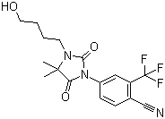 structure of CAS# 154992-24-2, RU 58841;4-(4,4-Dimethyl-2,5-dioxo-3-(4-hydroxybutyl)1-imidazolidinyl)-2-(trifluoromethyl)benzonitrile; 4-[3-(4-Hydroxybutyl)-4,4-dimethyl-2,5-dioxo-1-imidazolidinyl]-2-(trifluoromethyl)benzonitrile