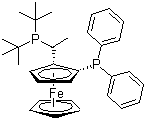 (R)-1-[(S)-2-(Diphenylphosphino)ferrocenyl]ethyldi-tert-butylphosphine molecular structure (CAS 155830-69-6)