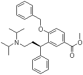 structure of CAS# 156755-35-0, 3-[(1R)-3-[Bis(1-methylethyl)amino]-1-phenylpropyl]-4-(phenylmethoxy)benzoic acid methyl ester