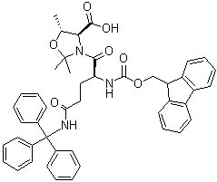 (4S,5R)-3-[(2S)-2-[[(9H-Fluoren-9-ylmethoxy)carbonyl]amino]-1,5-dioxo-5-[(triphenylmethyl)amino]pentyl]-2,2,5-trimethyl-4-oxazolidinecarboxylic acid molecular structure (CAS 1572725-72-4)