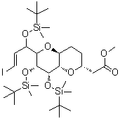 (12E)-3,7:6,10-Dianhydro-2,4,5,12,13-pentadeoxy-8,9,11-tris-O-[(1,1-dimethylethyl)dimethylsilyl]-13-iodo-L-arabino-D-allo-tridec-12-enonic acid methyl ester molecular structure (CAS 157322-83-3)