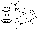 1,1'-Bis(di-isopropylphosphino)ferrocene(1,5-cyclooctadiene)rhodium(I) molecular structure (CAS 157772-65-1)
