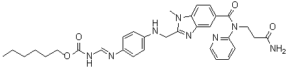 Hexyl N-[[4-[[[5-[[(3-amino-3-oxopropyl)-2-pyridinylamino]carbonyl]-1-methyl-1H-benzimidazol-2-yl]methyl]amino]phenyl]iminomethyl]carbamate molecular structure (CAS 1580491-16-2)