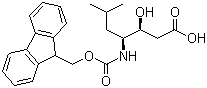 结构式 CAS# 158257-40-0, (3S,4S)-4-[(芴甲氧羰基)氨基]-3-羟基-6-甲基庚酸