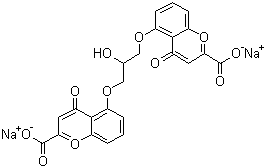 structure of CAS# 15826-37-6, Sodium cromoglycate;Disodium 1,3-bis(2-carboxy-5-chromonyloxy)-2-propanol; Disodium 5,5'-[(2-hydroxytrimethylene)dioxy]bis[4-oxo-4H-1-benzopyran-2-carboxylate]