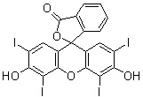 structure of CAS# 15905-32-5, Erythrosine J;Erythrosine acid; Iodeosin; NSC 328781; Solvent Red 140; Tetraiodofluorescein; 3',6'-Dihydroxy-2',4',5',7'-tetraiodospiro[isobenzofuran-1(3H),9'-(9H)xanthen]-3-one