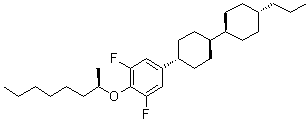 [4(R)-[反式(反式)]]-1,3-二氟-2-[(1-甲基庚基)氧基]-5-(4'-丙基[1,1'-联环己烷]-4-基)苯分子结构 (CAS 159077-75-5)