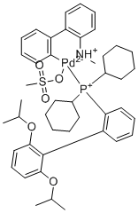 (SP-4-3)-[[2',6'-bis(1-methylethoxy)[1,1'-biphenyl]-2-yl]dicyclohexylphosphine-κP](methanesulfonato-κO)[2'-(methylamino-κN)[1,1'-biphenyl]-2-yl-κC]-Palladium molecular structure (CAS 1599466-85-9)