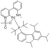 结构式 CAS# 1599466-89-3, (SP-4-3)-[双(1,1-二甲基乙基)[2',4',6'-三(1-甲基乙基)[1,1'-联苯]-2-基]膦](甲烷磺酸基-κO)[2'-(甲基氨基-κN)[1,1'-联苯]-2-基-κC]-钯