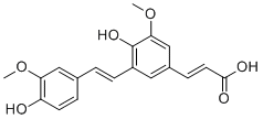 structure of CAS# 160097-32-5, Poacic acid;(E)-3-[4-hydroxy-3-[(E)-2-(4-hydroxy-3-methoxyphenyl)ethenyl]-5-methoxyphenyl]prop-2-enoic acid