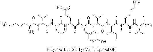 L-Lysyl-L-valyl-L-leucyl-L-alpha-glutamyl-L-tyrosyl-L-valyl-L-isoleucyl-L-lysyl-L-valine molecular structure (CAS 160213-30-9)