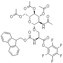 N-[(9H-Fluoren-9-ylmethoxy)carbonyl]-O-[3,4,6-tri-O-acetyl-2-(acetylamino)-2-deoxy-beta-D-glucopyranosyl]-L-serine pentafluorophenyl ester molecular structure (CAS 160410-57-1)